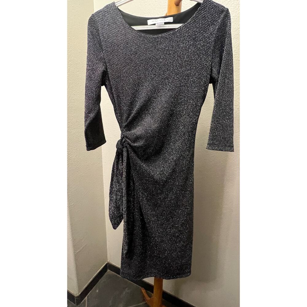 Peter Nygard Dress Black (Metallic) 3/4 Sleeve Size 8